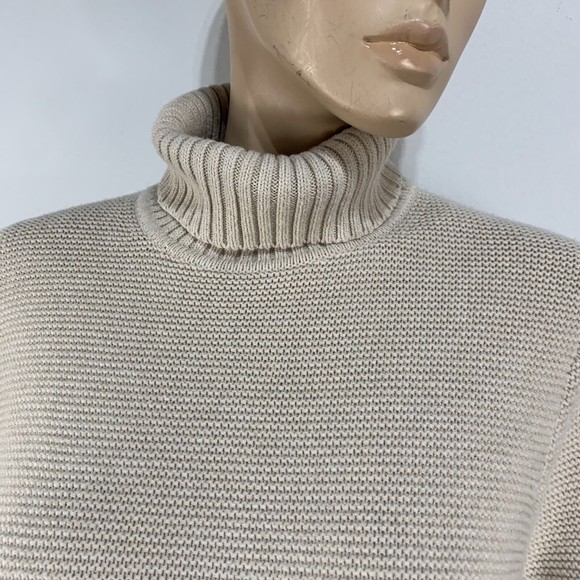J. Crew Factory Sweater Womens Size L Large Beige Classic Turtleneck Knit AF728 - Picture 6 of 14